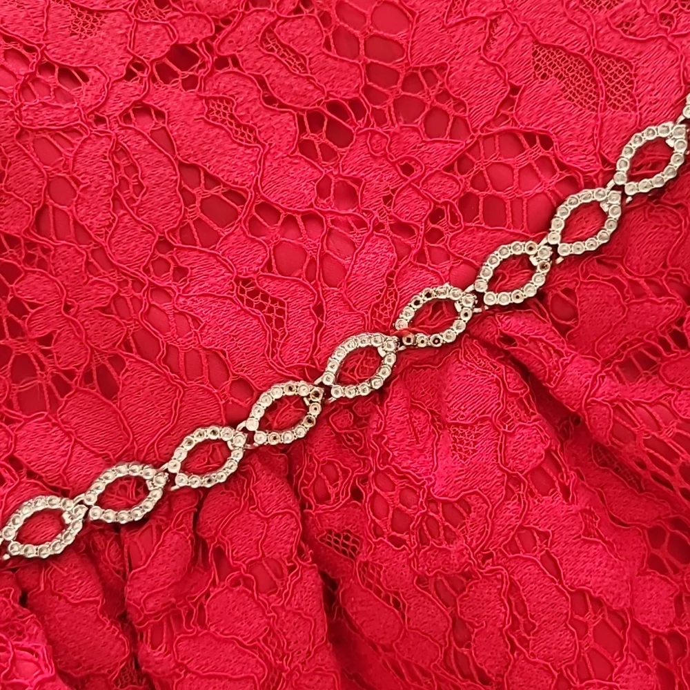 Girls Holiday Red Lace Dress - Picture 3 of 4